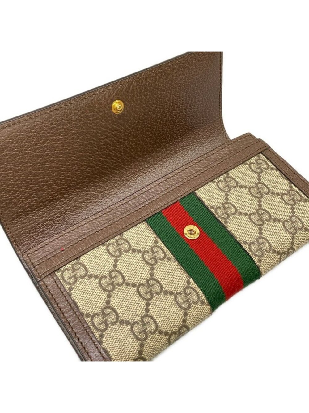Gucci Wallet Ophidia Continental Dark Brown Red Green Sherry Line - Picture 3 of 11